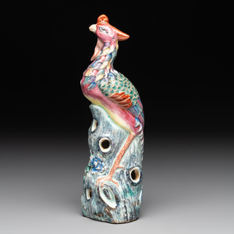 A Chinese famille rose model of a phoenix, 19th C.