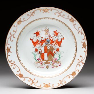 A Chinese armorial plate with the arms of Tuite impaling Stafford for the English market, Qianlong, ca. 1752