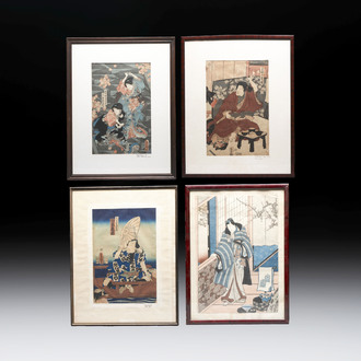 Utagawa Toyokuni I 歌川豊国 (1769-1825):'Four Woodblock Prints', Edo, 19th C.