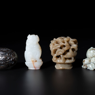 Four Chinese jade carvings, 19th C.