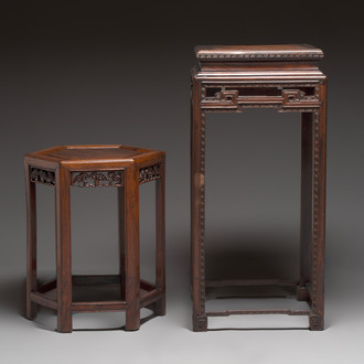 Two Chinese hongmu stands, 19th C.