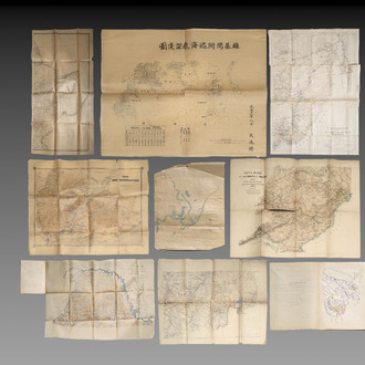Nine maps of gold mines in Northern-China (Manchukuo), Korea and Russia, dated 1901, 1922-24