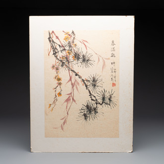 Cai Zixuan 蔡子軒: 'Flowers', ink and colour on paper, dated 1975