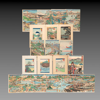 Utagawa Hiroshige 歌川広重 and Utagawa school: 12 Japanese woodblock prints, Edo/Meiji