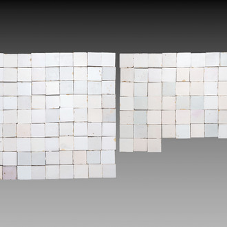 138 plain white Dutch Delft tiles, 18/19th C.