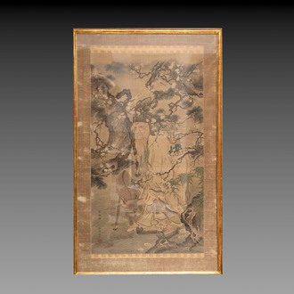 Hasegawa Settan 长谷川雪旦(1778-1843): 'Portrait of Sesshū 雪舟圖', ink and colour on silk