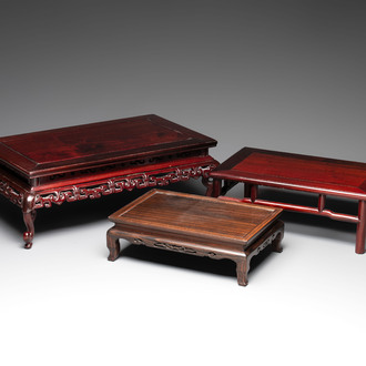 Three Chinese wooden stands, 19/20th C.