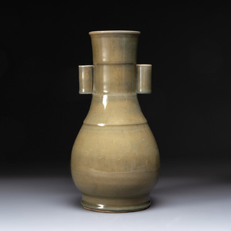 A Chinese Longquan celadon 'touhu' vase, Song/Yuan