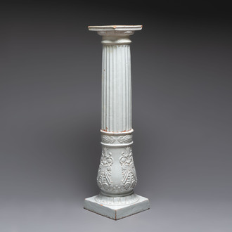 An unusual white-glazed faience column, Germany, 18th C.