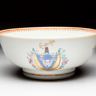 A Chinese famille rose armorial bowl with the arms of Byde with Hope in pretense, Qianlong, ca. 1775