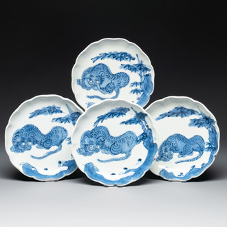 A set of four Japanese Arita 'tiger' plates, Edo, 18th C.