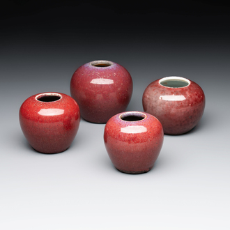 Four Chinese copper-red-glazed water pots, 19th C.