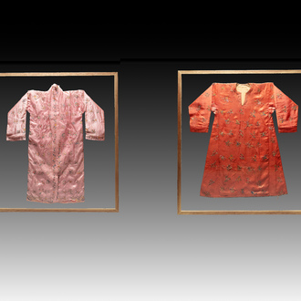 Two embroidered silk and cotton robes for the Straits or Peranakan market, Southeast Asia, 20th C.
