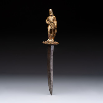 A dagger representing a Cossack escorting the emperor (tsar’s convoy), lenticular-section blade with central groove, 19th C.