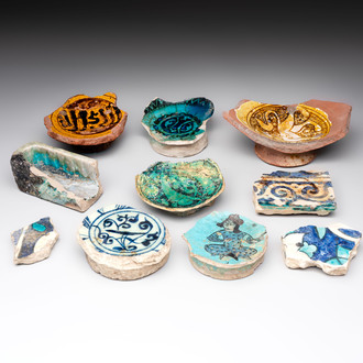A study collection of ten Islamic pottery fragments, 12th C. and later