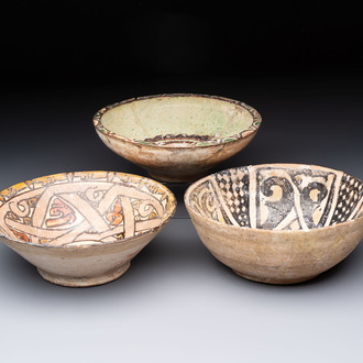 Three Persian pottery bowls, 10th C. and later