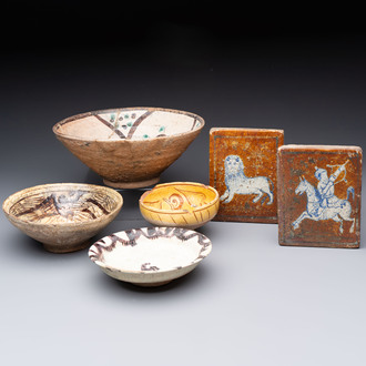 A study collection of six pieces of pottery and fritware, Persia and Central Asia, 12th C. and later.
