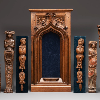 A group of oak carvings and a niche, France and Flanders, 16th C. and later