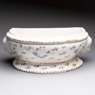 A large Brussels faience 'A la Haie Fleurie' water basin, 18th C.