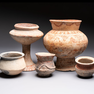 Five Thai pottery wares, Ban-Chiang, 7/4th C. B.C.