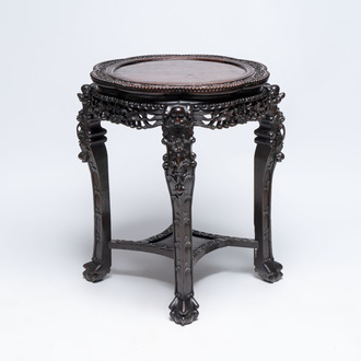 A large Chinese hongmu stand, 19th C.