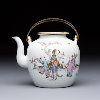 A Chinese famille rose teapot and cover, Tongzhi mark and of the period