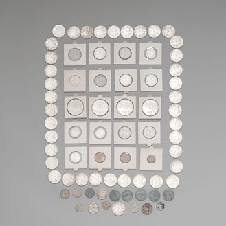 A collection of 75 Belgian coins, including silver, 1866-1980