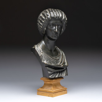 A parcel-gilt bronze bust of a Roman woman, possibly Livia Drusilla or Agrippina the Elder, France, Empire period, early 19th C.