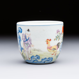 A Chinese famille rose 'Chicken' cup, Qianlong mark, Republic