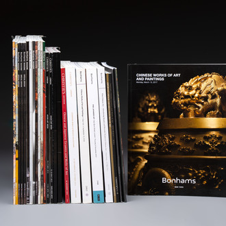 A varied collection of 26 Bonhams and Christie's auction catalogues and magazines, 2002-2018