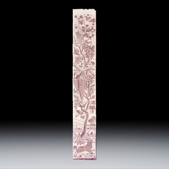 A manganese Dutch Delft 26-piece tile pillar, 18th C.