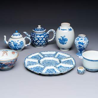 A group of Chinese and Japanese famille verte, blue and white wares, Kangxi and later