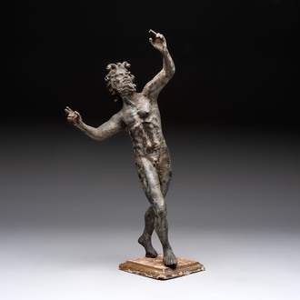 A bronze 'Grand Tour' figure of 'The Dancing Faun of Pompeii', Italy, 19th C.