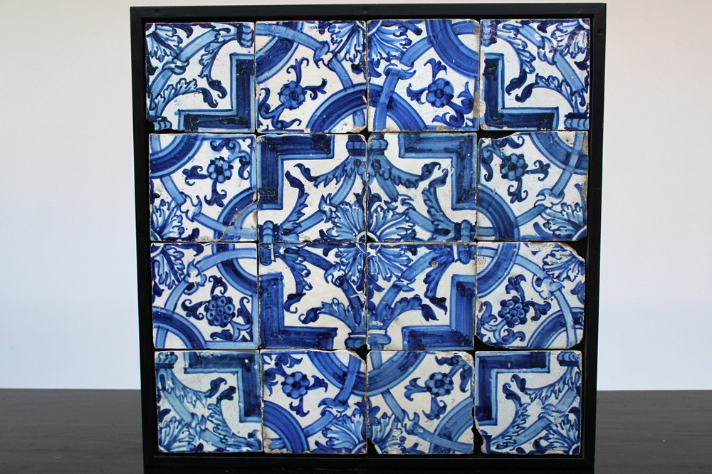 A field of 16 Portuguese tiles 17th C.
