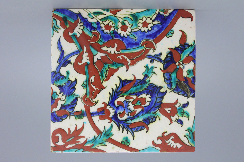 A square 16th C. Iznik tile