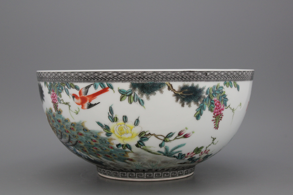 A large Chinese porcelain bowl, Republic, 20th C.