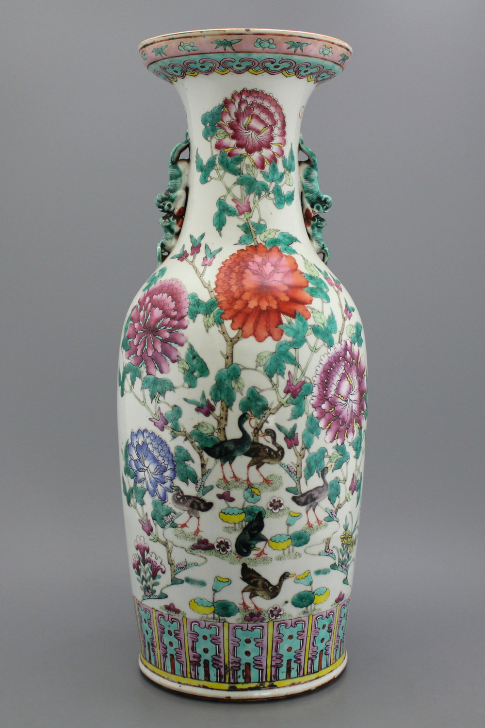 A fine Chinese porcelain famille rose vase with birds 19th C.