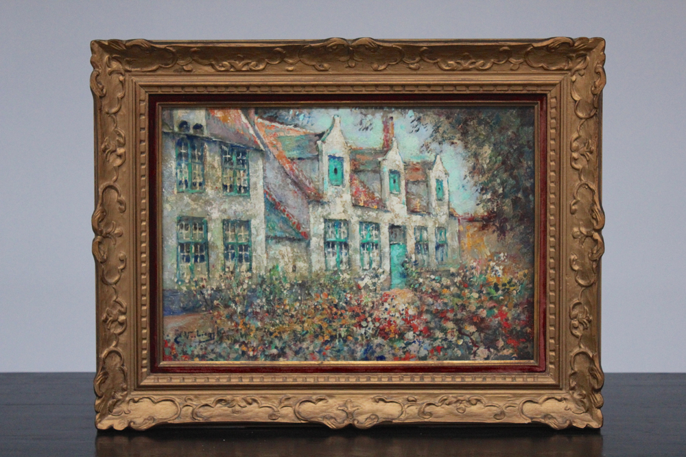 Charles Verbrugghe (1877-1975), &quot;Jardin Fleurie au B&eacute;guinage&quot;, oil on board