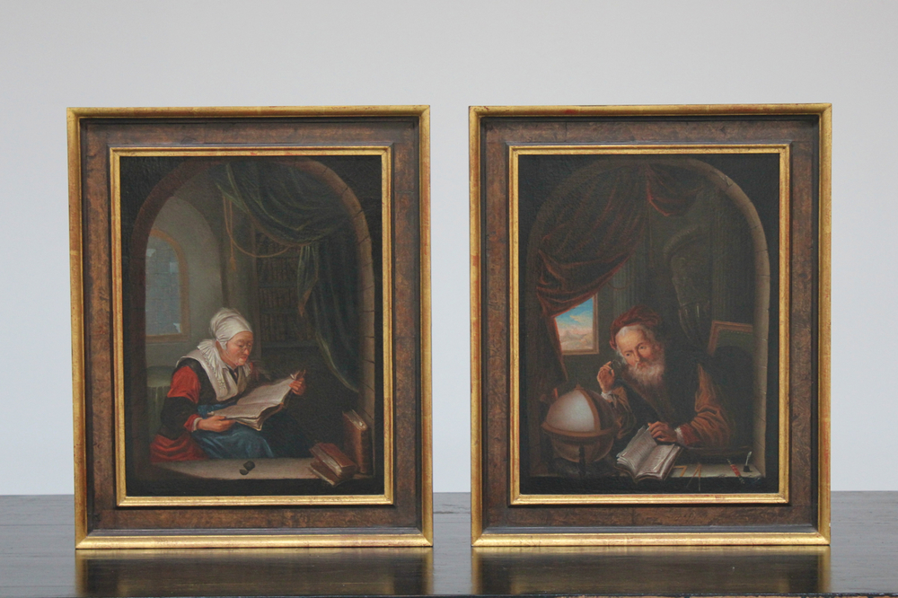 Paire de portraits hollandais &quot;en pendant&quot;, huile sur toile, 17e
