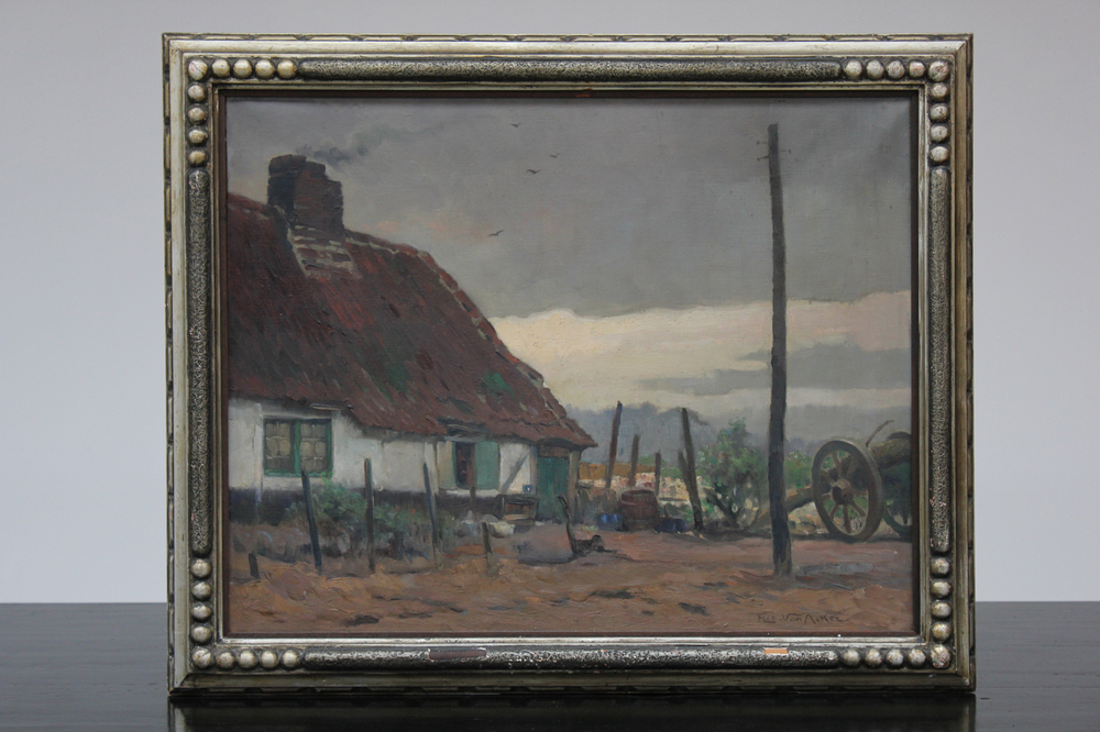 Flori Van Acker (1858-1940), Une ferme &agrave; Sint-Andries, huile sur toile