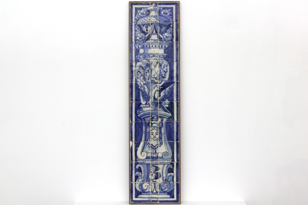 A Portuguese blue and white tile panel, 17th C.