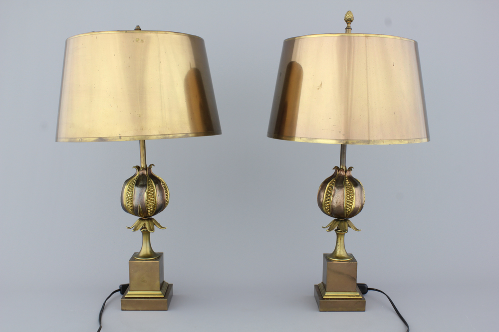 A pair of Maison Charles pomegranate lamps, marked, ca. 1950