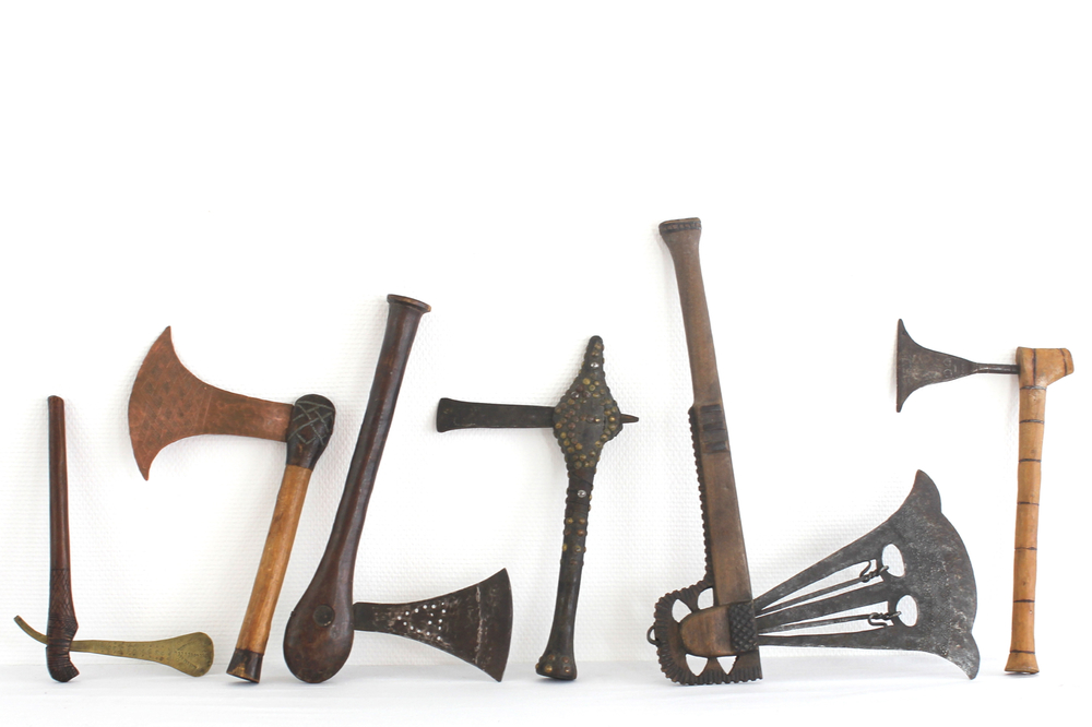 A collection of 6 various African tribal axes, 19/20th C.