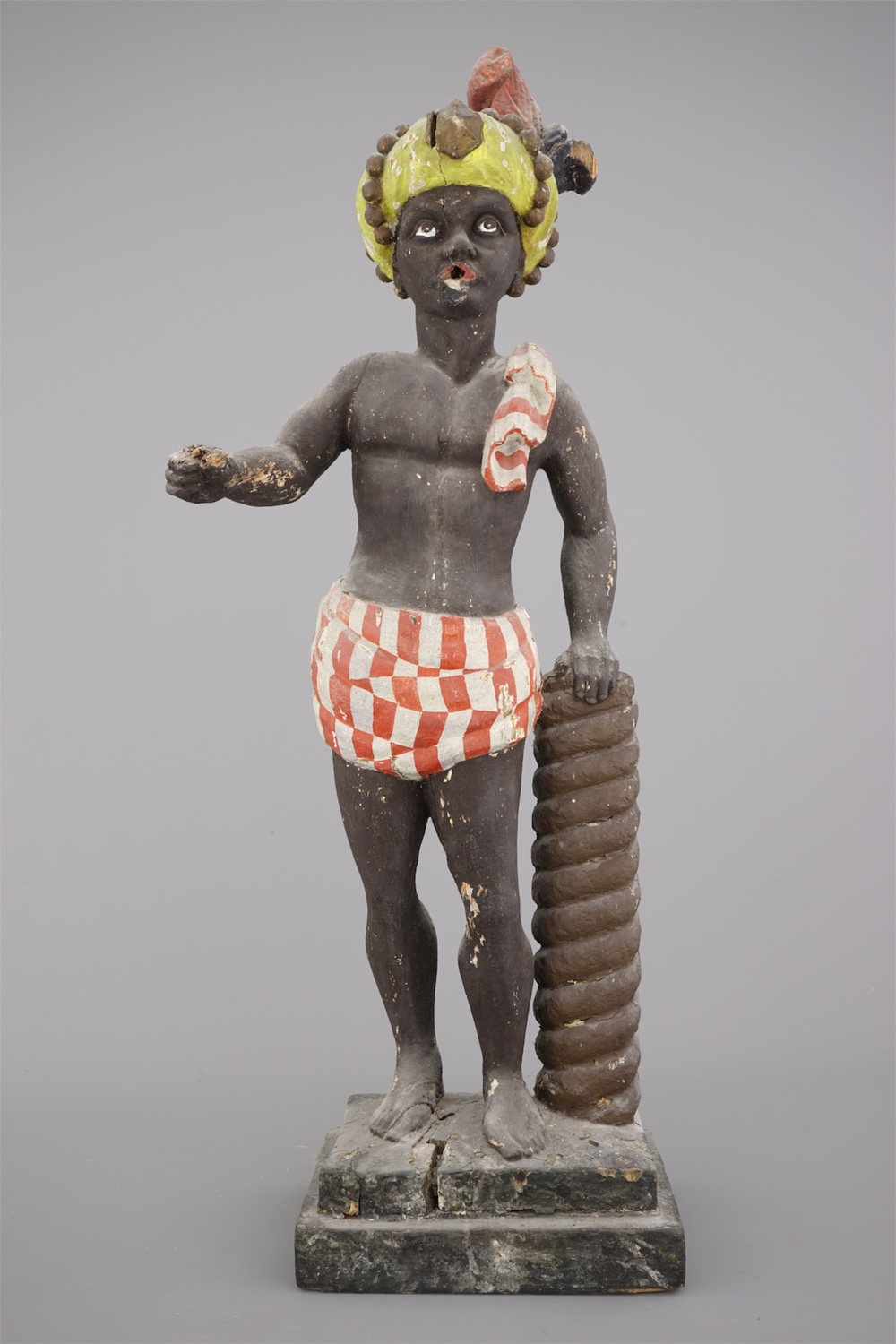 A large painted wood figure of a blackamoor or Indian, Dutch, 18th C.