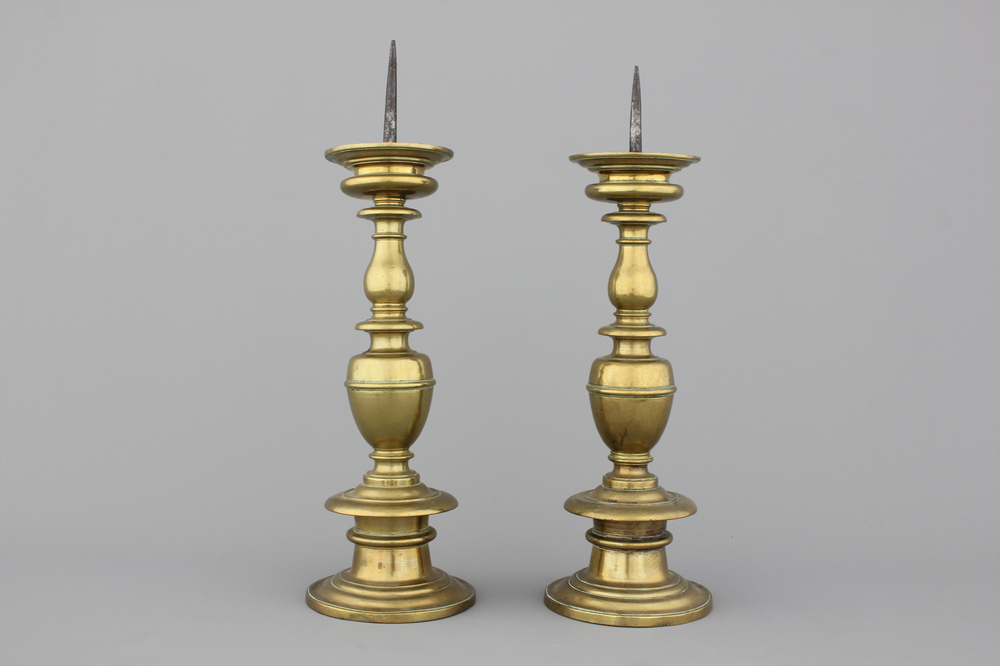 A pair of large bronze candlesticks, Italy, ca. 1600