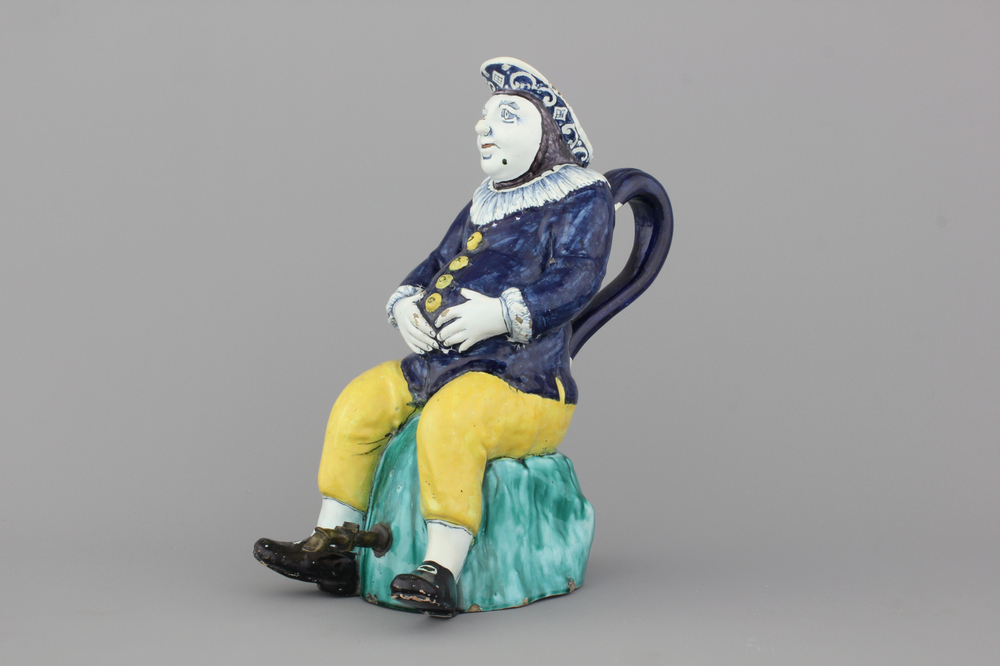An impressive Brussels faience &quot;Jacquot&quot; pitcher, 18th C.