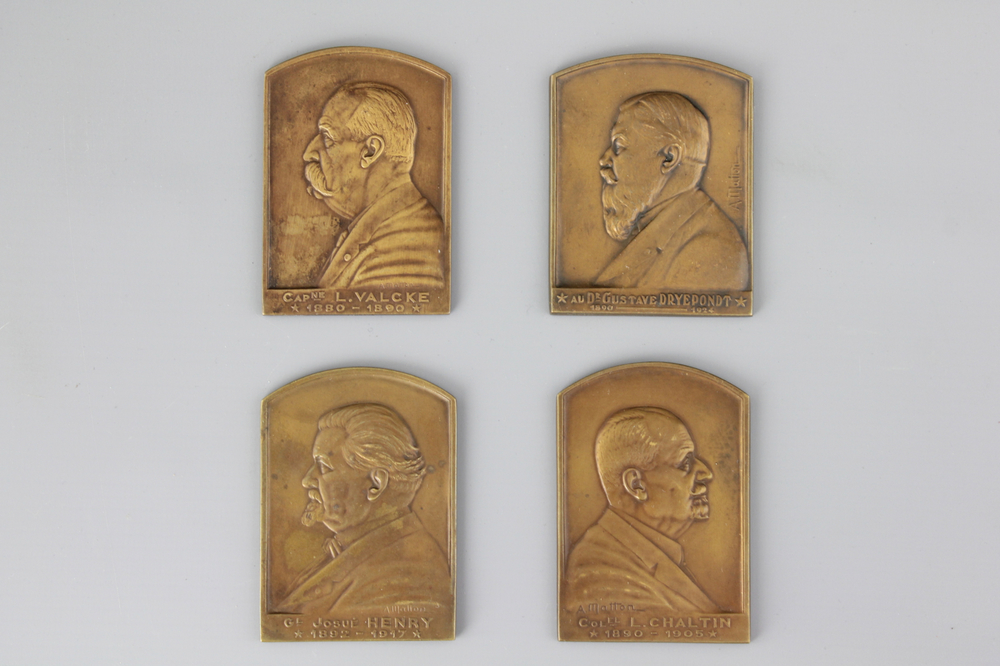 A set of 4 bronze medals concerning Belgian presence in Congo, Ars&egrave;ne Matton, ca. 1931