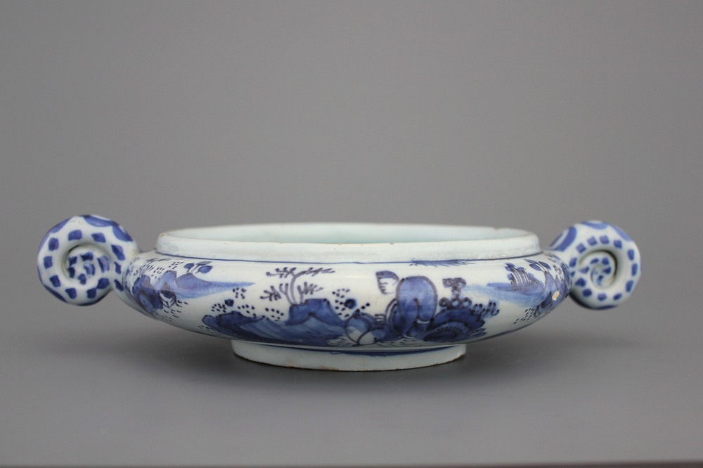 A rare Dutch Delft chinoiserie brandy bowl, 17th C.