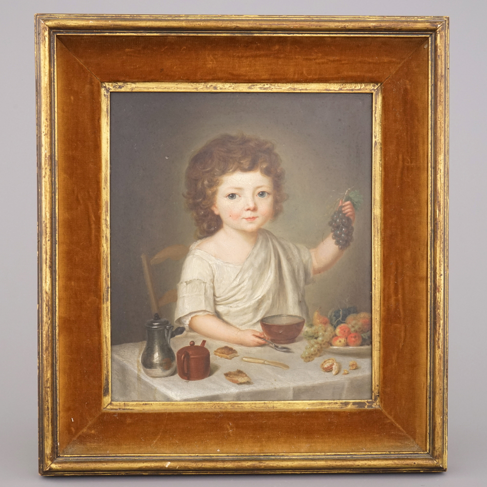 A Regency period portrait of a boy at breakfast, 18/19th C.