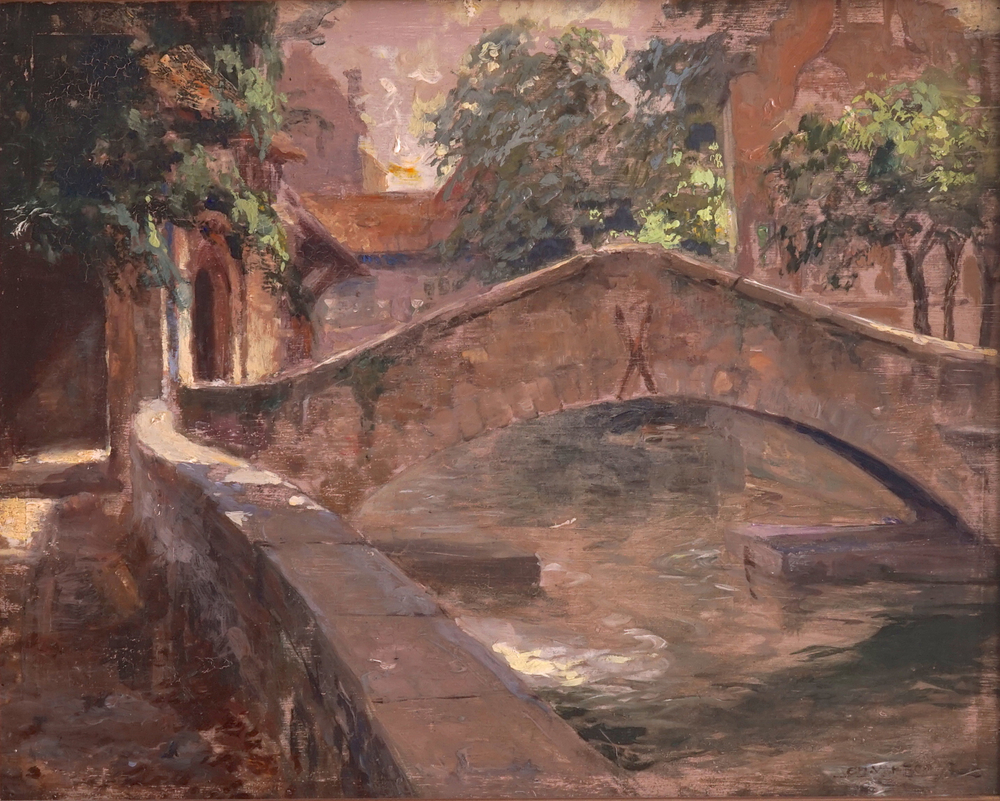 Charles van Roose (1883-1960), A view on the Bonifatius bridge, Bruges